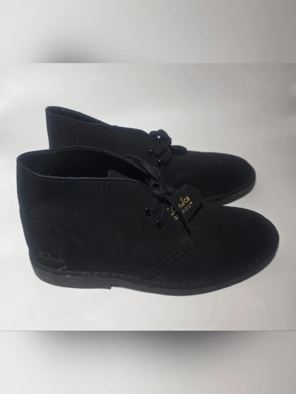 Clarks Desert Boot Black Suede Chukka Lace Up Women’s Size 8.5